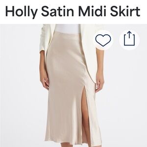 NWT Skies Are Blue Satin Midi Skirt in Cream. Size L